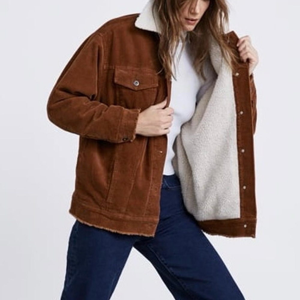 Zara Corduroy Sherpa Brown Jacket.